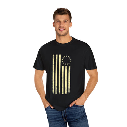 Vintage-Inspired T-Shirt with Distressed Flag Design, Casual Wear, Perfect, Patriotic tee