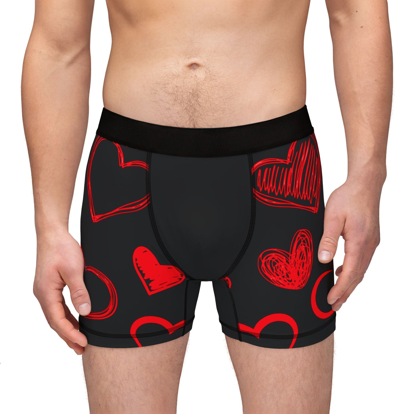 Men's Hot Heart Boxer Briefs — Heart Pattern Boxer Underwear